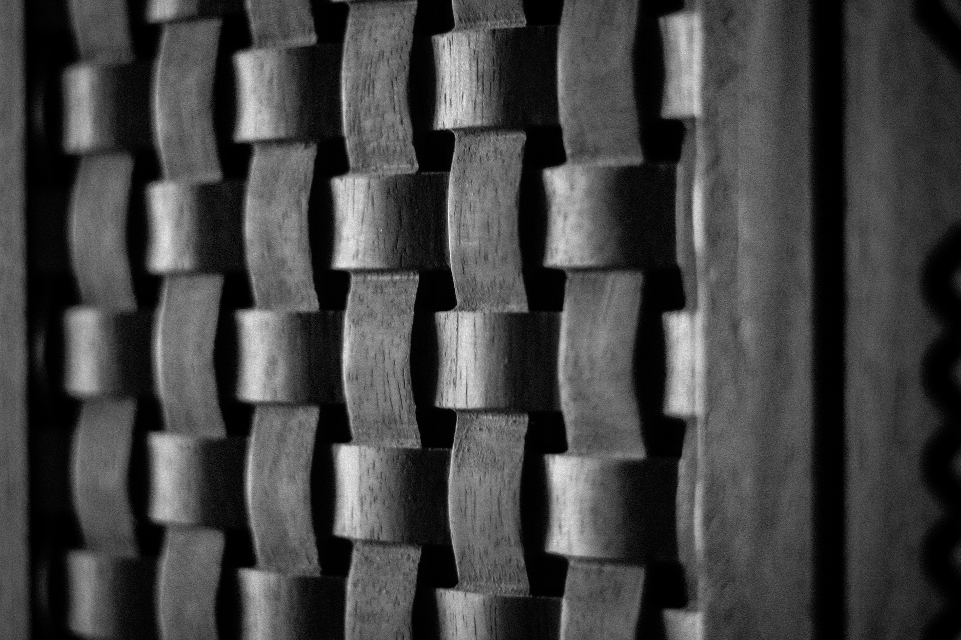 CNC carved 3D woven wooden panel with interlocking pattern