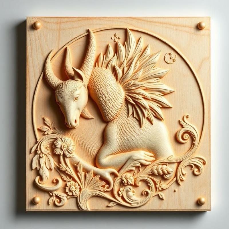 CNC 3D engraved wooden panel with relief carving design