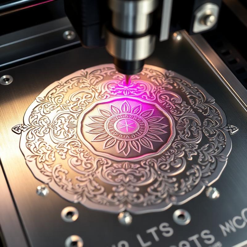 CNC laser engraving decorative patterns on metal surface